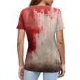thumbnail image 4 of WTOBBY Women's Casual Short Sleeve Pullover Top with Round Neck, Featuring Bloody Halloween Print for Seasonal Fashion,Perfect for Costume Events, Soft and Stylish Apparel,Beige L, 4 of 5