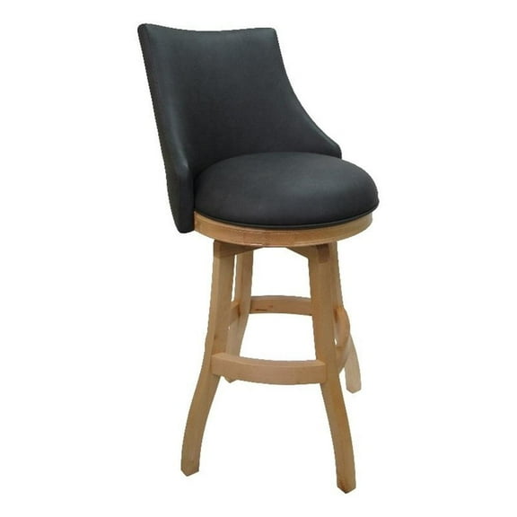 Swivel Wood Bar Stool 30" - Bellissima - Grey Vinyl - Natural