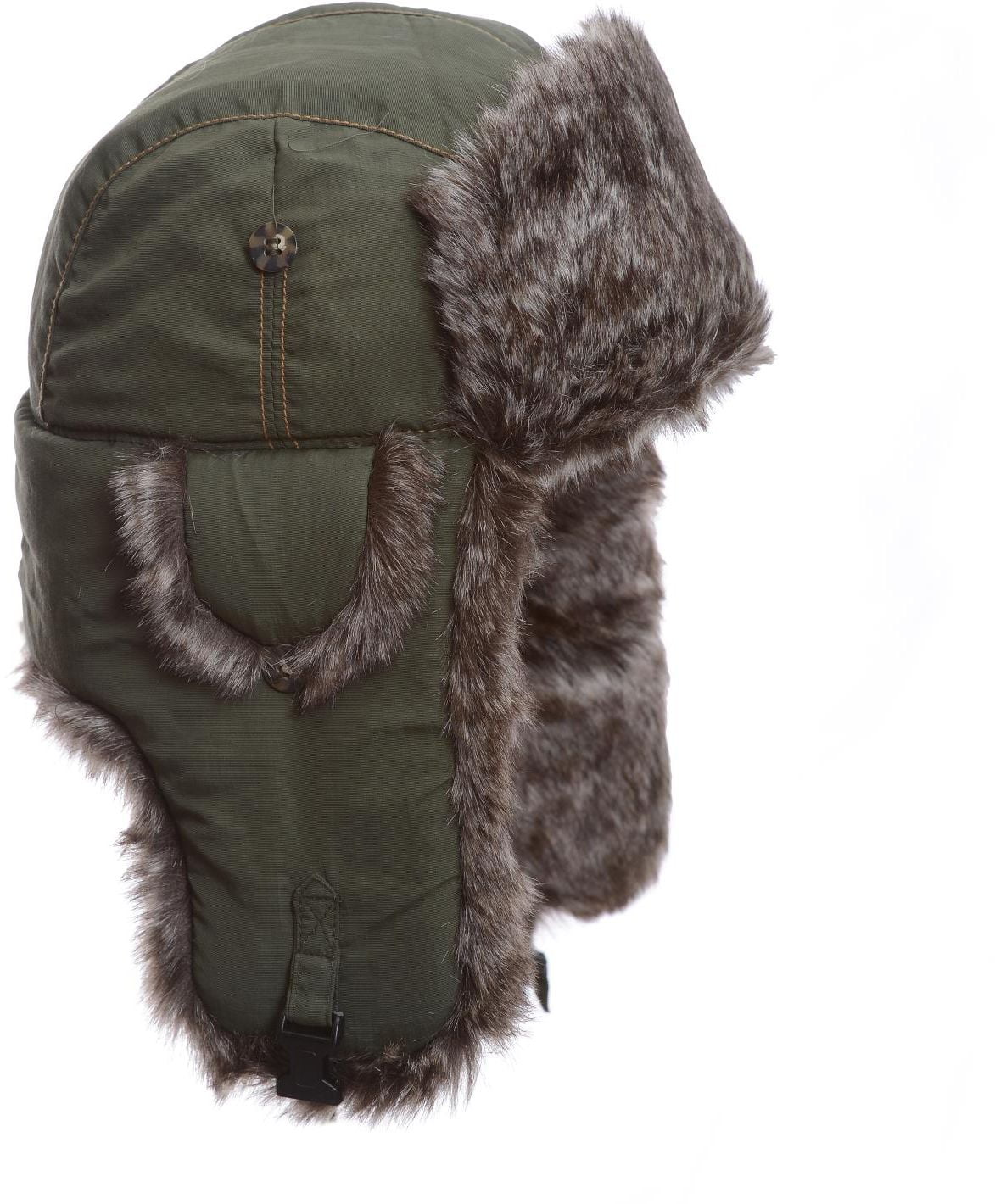 Olive Supplex Faux Fur Bomber Hat 