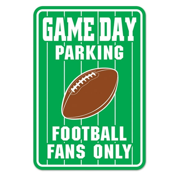 Party Central Club Pack of 24 Green and Brown Football 'Game Day Parking' Wall Signs 17.5"