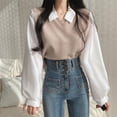 thumbnail image 4 of Blusa de estilo coreano para mujer, blusa falsa de dos piezas con cuello tipo Polo, Tops Y2k, ropa de calle holgada para jóvenes, camisa elegante, 4 of 5