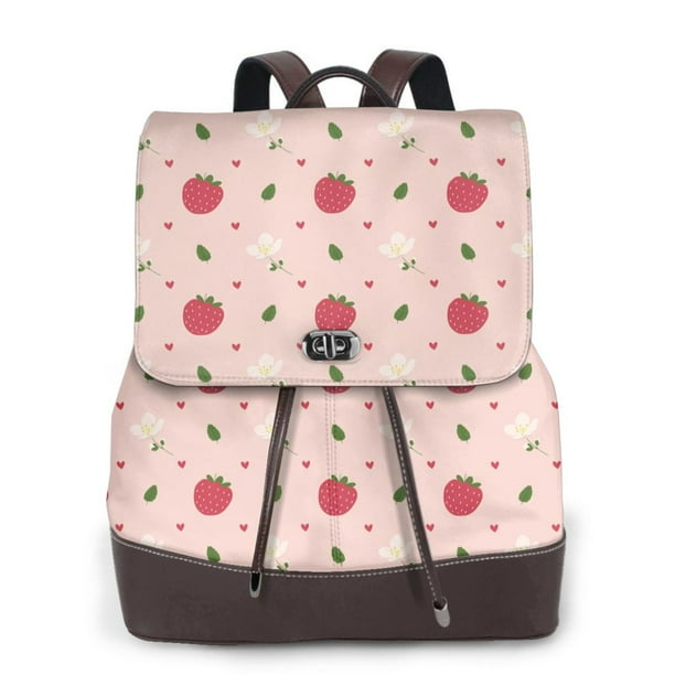 Fotbe Strawberry Mochila Bolso con Estampado para Mujer, Mochila Antirrobo de Nylon Impermeable, Bolsa Ligera de Hombro