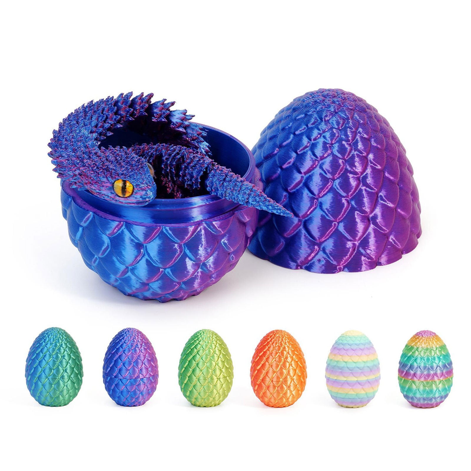 3D Printed Dragon Eggs with 11.8in Dragon Inside,Mystery Egg Set Articulated Fidget Ornament,Home Office Decor Executive Desk Gifts