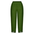 thumbnail image 3 of WIZUTIZ Wide Leg Trousers Women Plus Lightweight Stylish Loose Wide Leg Beach Pants Spandex Elastic High Rise Palazzo Pants Solid Asymmetrical Cropped Beach Pants Tiktok Trend Items Shopping Green, 3 of 4