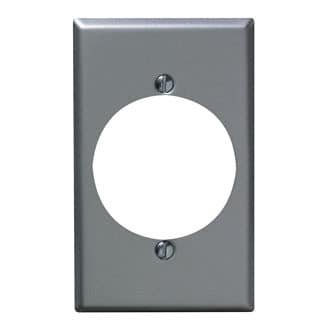Open Top Receptacle Finish - Leviton 001-4927 Single Gang Aluminum Finish Power Outlet Receptacle Wallplate
