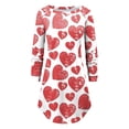 thumbnail image 4 of Heliisoer Women Loose Comfy Heart Print Pullover Off The Shoulder Mini, 4 of 5