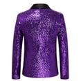 thumbnail image 6 of JAJAHO Sparkly Sequins Suit Set For Men Business Dress Wear Long Sleeve Glitter Button Up Slim Fit Suit Jacket Pants For Formal Wedding 2 Piece Soft Outfit, 6 of 7