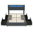 thumbnail image 1 of Costway Full Size Bed Frame with Led Lights & Charging Station & Modern Upholstered Bed, 1 of 10