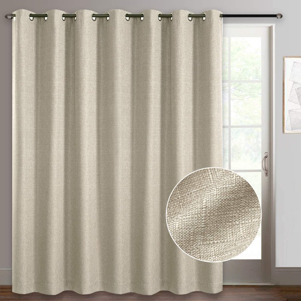 Rose Home Fashion Linen Textured Patio Door Curtains, Sliding Door