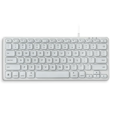 Perixx PERIBOARD-332MW Wired Backlit Scissor Keyboard - Compatible with Mac OS X and iOS Device - Mini 11.22x4.57x0.83 Inches - Scissor Keys with Big Font - White Backlit