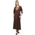 thumbnail image 4 of Bimba Womens Rayon Designer Brown Embroidery A-Line Kurta Tunic With Pockets-20, 4 of 8