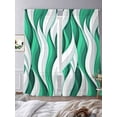 thumbnail image 3 of Green White Moire Sheer Curtains 108 Inch Length 2 Panels Set - Light Filtering Window Treatments, Modern Abstract Art Rod Pocket Semi Curtains for Living Room/Bedroom/Kitchen Décor, 104"W x 108"L, 3 of 7
