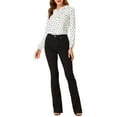 thumbnail image 3 of INSPIRE CHIC Women's Valentine's Day Ruffle Neck Long Sleeve Blouse Shirts XS White Black-Dots, 3 of 9
