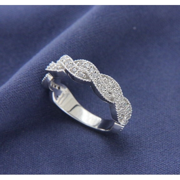 2Ct Round Cut Lab-Created Diamond Criss Cross Band Ring 14k White Gold Plated Sterling Silver