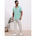 thumbnail image 5 of DARING DIVA Men's Casual Knitted Hollow Out Short Sleeve Shirt XL Light Blue, 5 of 7