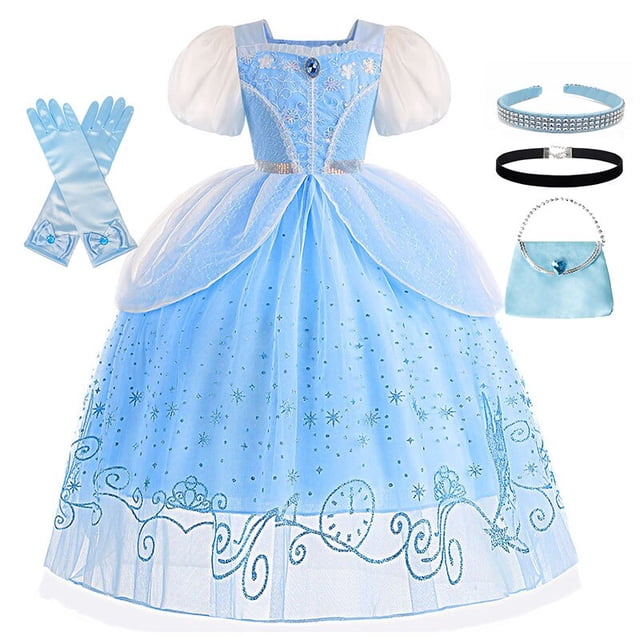 Vestido de princesa Cenicienta de Disney para niña, disfraz de Cosplay, cumpleaños infantil y accesorios ix de Navidad zhangyuxiang unisex
