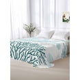 thumbnail image 5 of Teal Green Coastal Turtle California King Size Flat Sheet, Wrinkleproof & Fadeproof Cooling Flat Bed Sheet Only, Ocean Coral Nautical Breathable Soft Bedding Top Sheets 108 x 98 Inches, 5 of 8