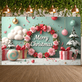 thumbnail image 5 of Colorful Design Christmas Banner Decorative Wreath Holiday Decoration Party Backdrop for Home Celebration Photo Props Winter Festive, 5 of 9