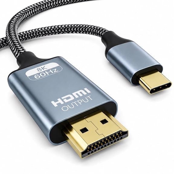 6ft USB C to HDMI Cable, 8K 60Hz HDMI 2.1 Type C to HDMI Adapter, Plug & Play Braided Cord for Laptop Phone TV Monitor