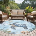 thumbnail image 4 of Ocean Themed Round Rugs for Living Room 6ft Nautical Sea Turtle Jellyfish Watercolor Blue Non Slip Circle Rug Washable Low-Profile Indoor Carpet for Bedroom, Dining Room, Bathroom, 4 of 9