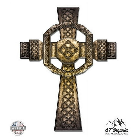 Celtic Cross Irish Pride - 3" Vinyl Sticker - For Car Laptop I-Pad Phone Helmet Hard Hat - Waterproof Decal