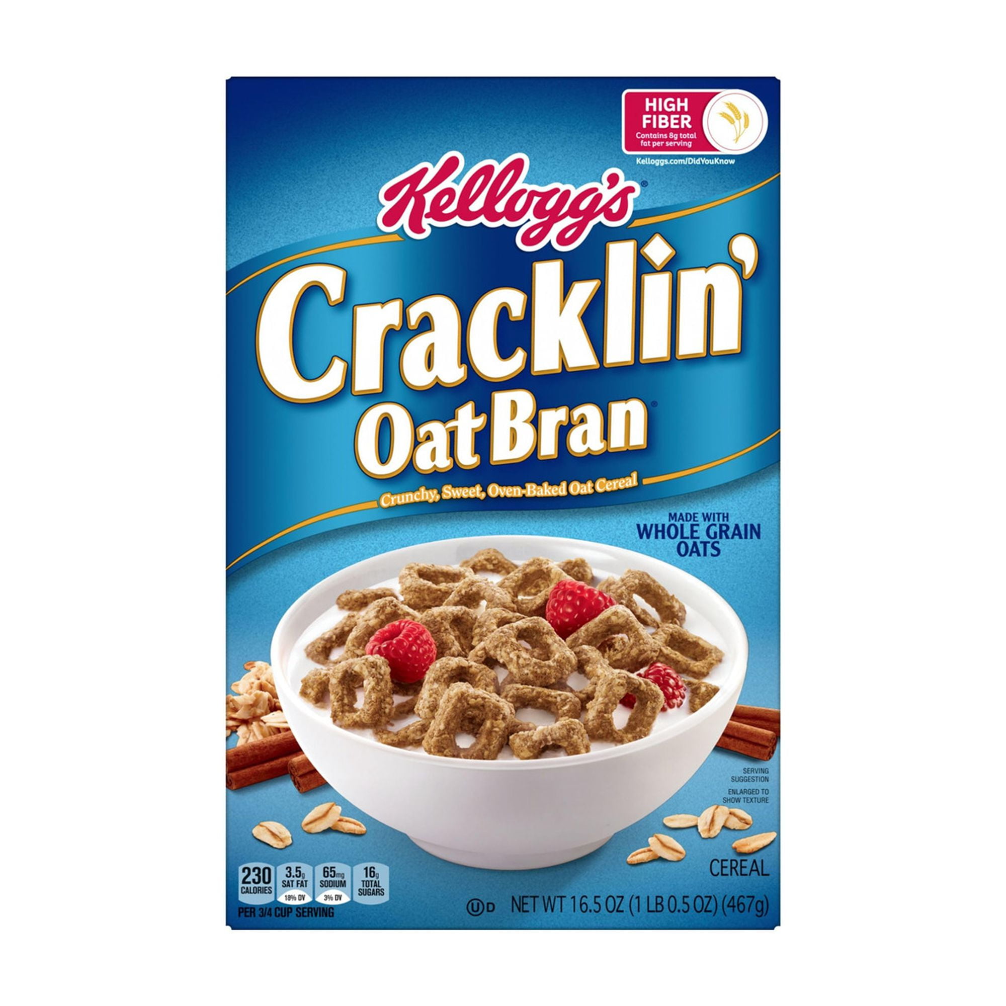 Kellogg's Cracklin' Oat Bran Breakfast Cereal 16.5 oz (Pack of 12)
