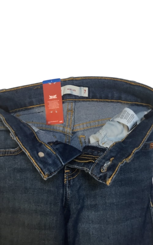 Levi's Girls' Wide Leg Jeans, Stretch Denim, High Rise, Blue Wash, Size 7