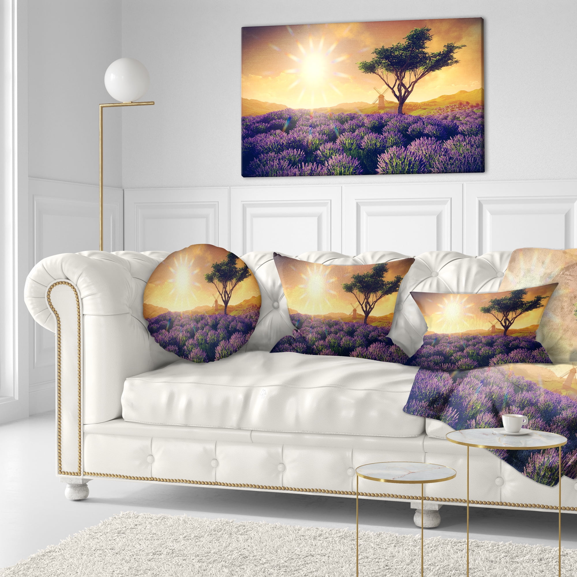 Designart 12" x 20" Purple Polyester Throw Pillow