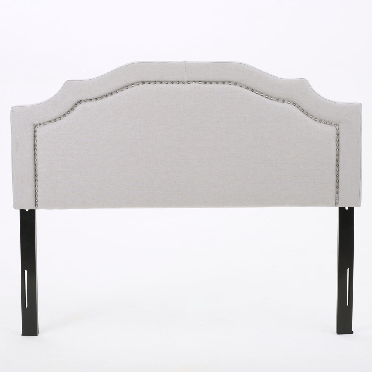 GDF Studio Charell Contemporary Fabric Upholstered Beveled Full/Queen Headboard, Light Gray