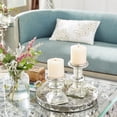 thumbnail image 3 of DecMode 2 Candle Silver Glass Handmade Turned Style Pillar Candle Holder, Set of 2, 3 of 16