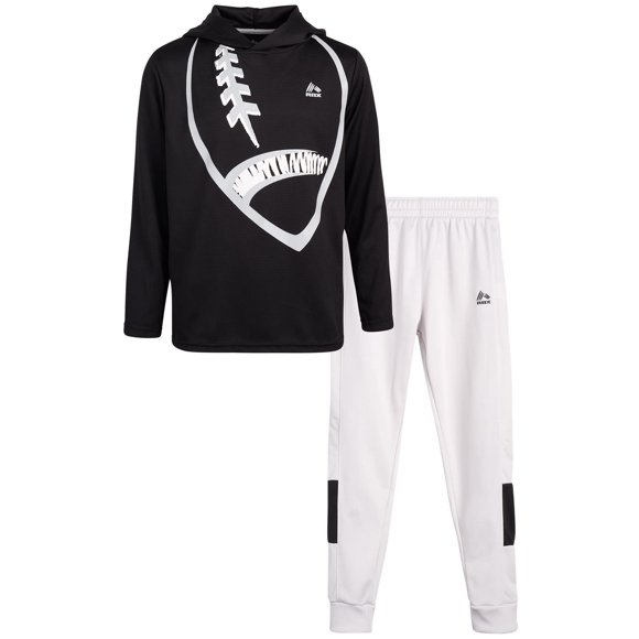 RBX Ensemble Jogger pour Garçons - Chandail à Capuchon de Sport Thermique et Joggers en Tricot 2 Pcs (Taille : 8-12), Taille 8, Football Noir