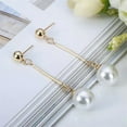 thumbnail image 3 of K-KED 18k Gold Plated Long Pearl Tassel Bar Drop Dangle Earrings For Womens Jewellery, 3 of 9
