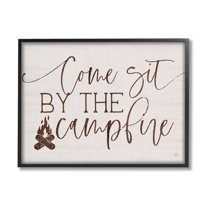 Stupell Come Sit By The Campfire Rustic Sign Inspirational Painting Black Framed Art Print Wall Art