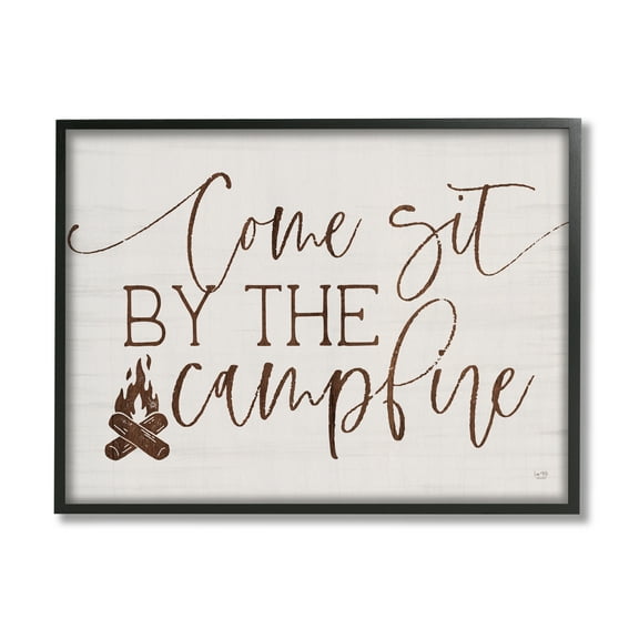 Stupell Come Sit By The Campfire Rustic Sign Inspirational Painting Black Framed Art Print Wall Art