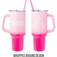 thumbnail image 2 of Silver Buffalo Wicked Glinda Pink Perfection Ombre Stainless Steel Tumbler with Handle and Straw, Fits in Standard Cup Holder, 40 Ounces, 2 of 7