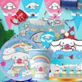 thumbnail image 2 of Miniso Sanrio Cinnamoroll Suministros para fiestas temáticas infantiles Vajilla desechable Vaso Plato Globo Telón de fondo para decoración de fiesta de cumpleaños, 2 of 5