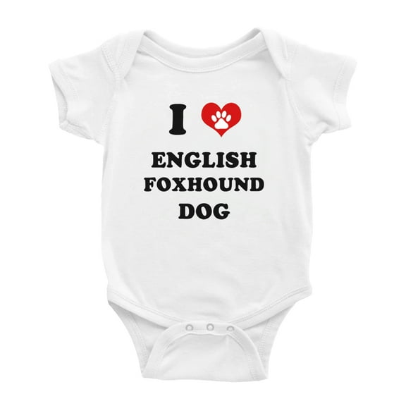 I Heart English Foxhound Dog Funny Baby Rompers Baby Clothes (White, 12-18 Months)