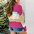 thumbnail image 6 of 2025 Clearance! Womens Clearance asdoklhq Womens Plus Size Clearance,Stripes Patchrk Long Sleeves Casual Sweater Blouse Tops, 6 of 9