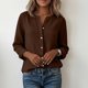 thumbnail image 5 of Craaazy Women's Casual V-Neck Blouse, Solid Color Long Sleeve Button Down Shirt, Loose Fit Comfy Tops for Daily Wear Gifts, 5 of 9