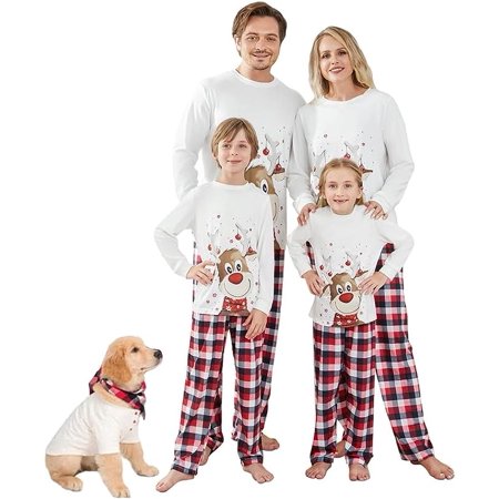 

KDMLR Christmas Family Pajamas Matching Sets Christmas Sleepwear Parent-Child Pjs Outfit for Christmas Holiday Xmas Party