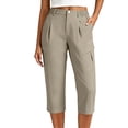 thumbnail image 5 of Cargo Capri Pants for Women High Waisted Elastic Knit Waist Casual Capris Trousers Quick Dry Hiking Cropped Pants with Pocket, 5 of 8
