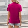 thumbnail image 3 of KDDYLITQ Polo Shirts for Women Short Sleeve Collared Loose Fit Shirts V Neck Solid Color Lounge Tops Work Causal Soft Vacation Blouses Hot Pink L, 3 of 3