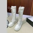 thumbnail image 6 of Viluyesy Womens Tall Boots, PU Leather Lace Up Thick Sole Fashion Knee High Riding Boots White, 6 of 6
