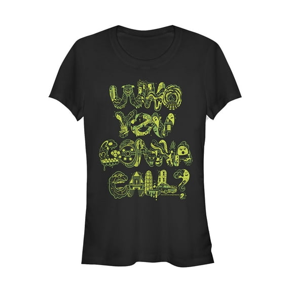 Junior's Ghostbusters Who You Gonna Call Pattern Graphic Tee Black 2X Large