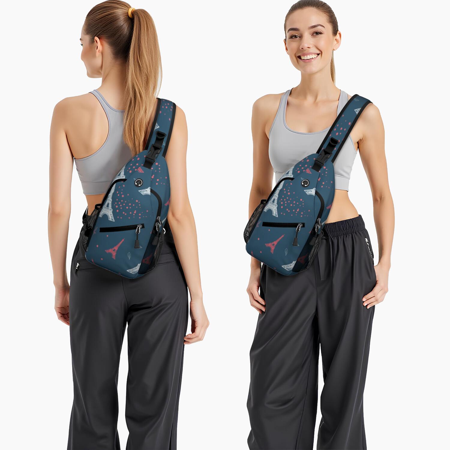 Eiffel Tower Sling Backpack for Women Men Travel Sling Bag Chest Bag for Traveling Office Shoulder Bag Gym Sports Travel Hiking Daypack