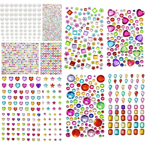 Januofit 2774PCS Gem Stickers, Self Adhesive Gems for Crafts, Acrylic Bling Heart Sticker, Jewel Stickers Crafts self Adhesive, Assorted Shapes Jewels Rhinestones Sticker, Craft Supplies for Kids