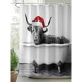 thumbnail image 2 of Christmas Grey Yaks Small Stall Shower Curtain, Waterproof Shower Curtains for Bathroom, Abstract Modern Art Bathtub Washable Fabric Cloth Bath Curtain for Bathtub Decoration with Hooks 36x78 Inches, 2 of 6