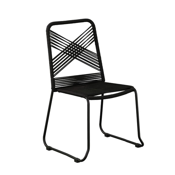 Afuera Living Metal Outdoor Rope Chairs in Black Finish (Set of 2)
