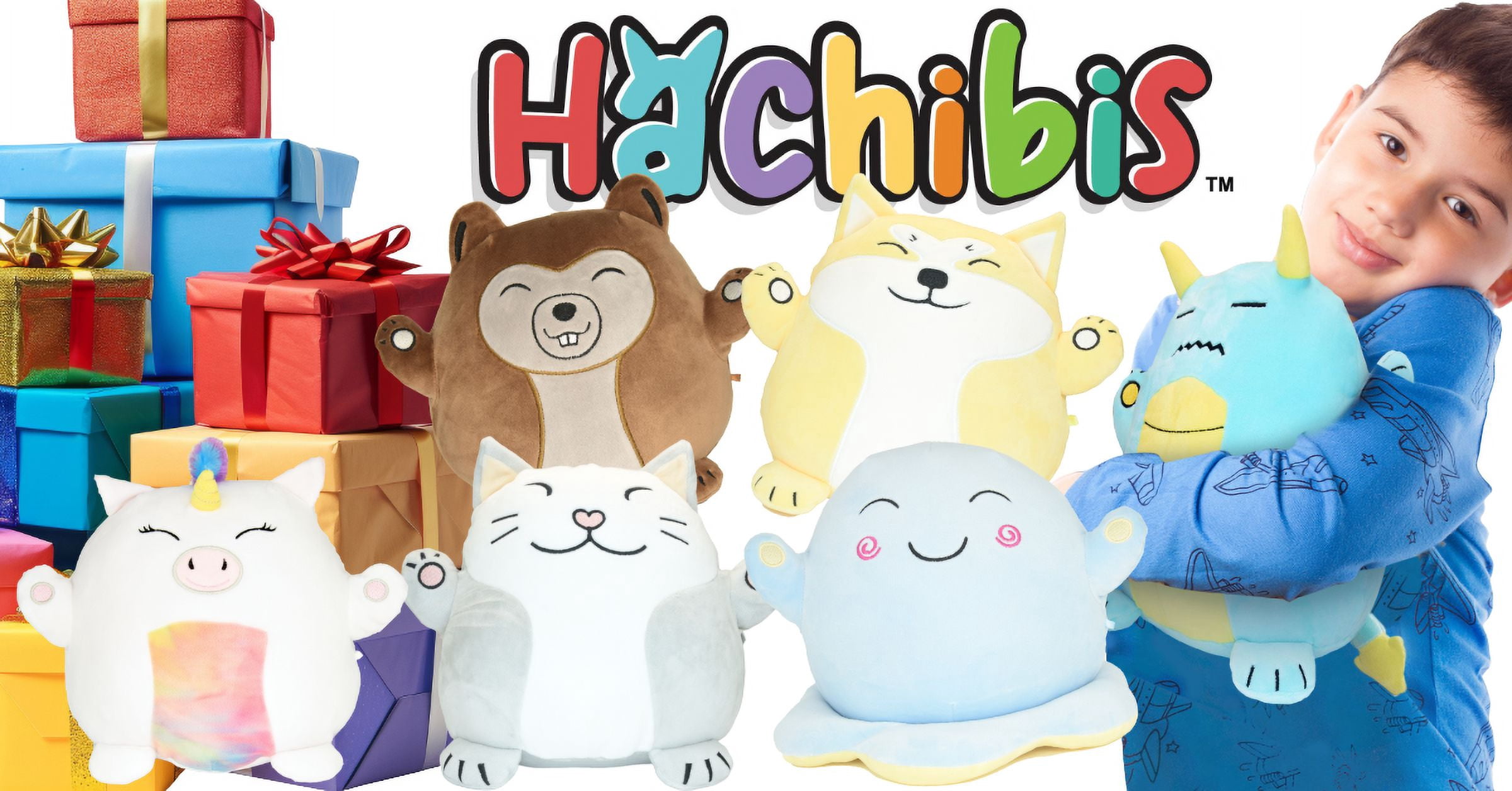 Hachibis 6-pack 8-inch Unicorn, Octopus, Beaver, Dog, Cat and Dragon Stuffed Animals Pillow Plush Toys