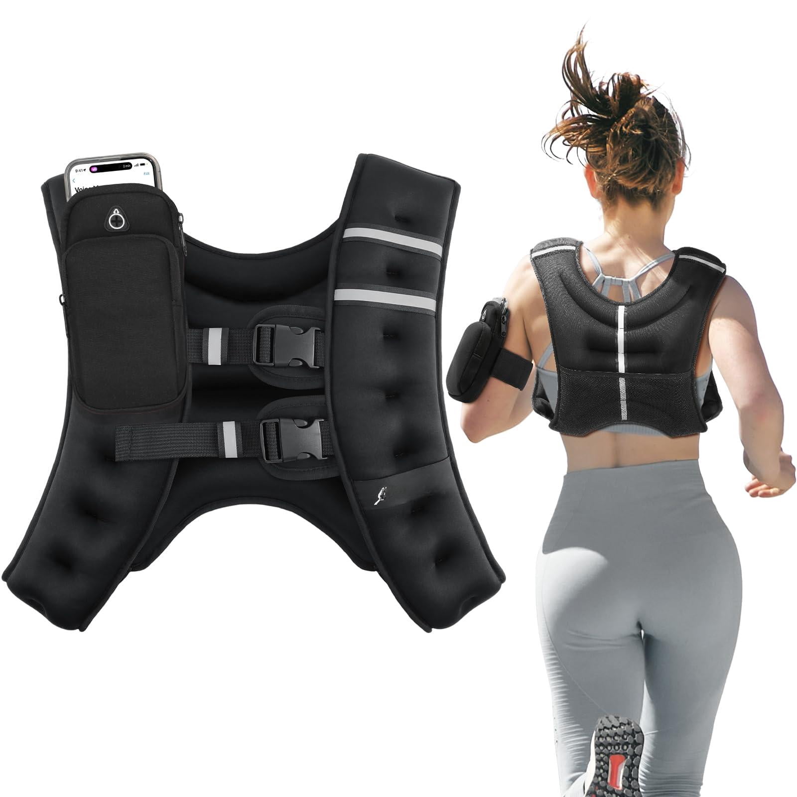Black 10 lb Weighted Vest for Workout Running Walking